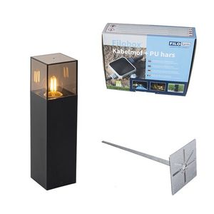 Stojaca vonkajšia lampa čierna s dymovým tienidlom 30 cm - Dánsko vyobraziť