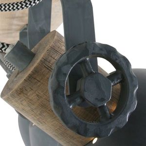 Industriële plafondspot hout met grijs 3-lichts draai- en kantelbaar - Gearwood vyobraziť
