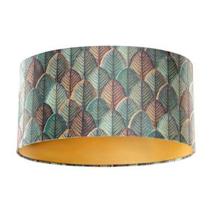 Zamatový tienidlo na lampu s dizajnom listov a zlatým vnútorným oválom 50/33/25 vyobraziť