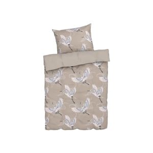 LIVARNO home Obojstranná posteľná bielizeň z bavlneného saténu, 140 x 200 cm (žeriav/béžová) vyobraziť