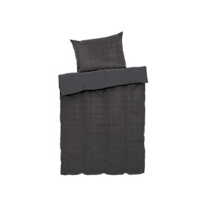 LIVARNO home Obojstranná posteľná bielizeň z bavlneného saténu, 140 x 200 cm (károvaná/antracitová) vyobraziť