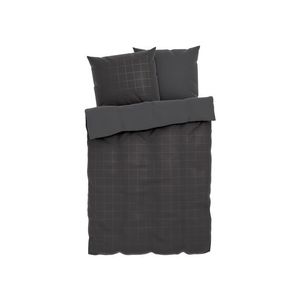 LIVARNO home Obojstranná posteľná bielizeň z bavlneného saténu, 200 x 220 cm (károvaná/antracitová) vyobraziť