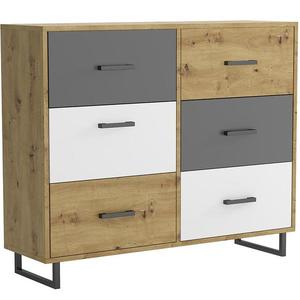 Komoda Bari 6S dub artisan/grafit/biela vyobraziť