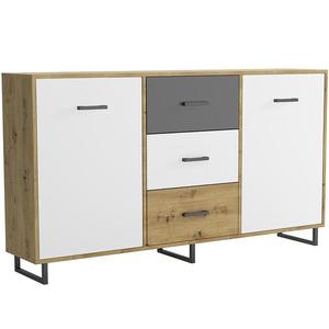 Komoda Bari 3S2F dub artisan/grafit/biela vyobraziť