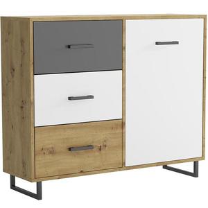 Komoda Bari 3S1F dub artisan/grafit/biela vyobraziť