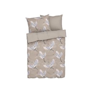 LIVARNO home Obojstranná posteľná bielizeň z bavlneného saténu, 240 x 220 cm (Žeriav/béžová) vyobraziť