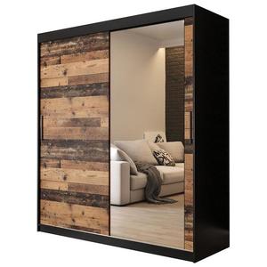 Skriňa Old Wood T2 180 Čierna/Old Style/zkadlo vyobraziť