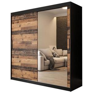 Skriňa Old Wood T2 200 Čierna/Old Style/zrkadlo vyobraziť