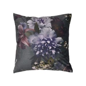 LIVARNO® Zamatová obliečka na dekoračný vankúš, 40 x 40 cm (kvety/sivá) vyobraziť