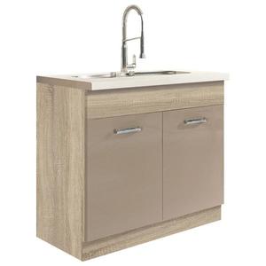 Kuchynská skrinka Premio 13D Sonoma/Biela/Cappuccino lesk vyobraziť