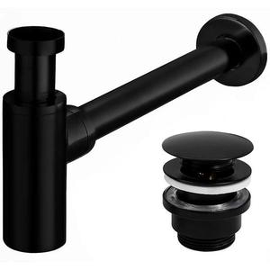 Umývadlový sifón klik-klak univerzálny Rea čierny matný vyobraziť