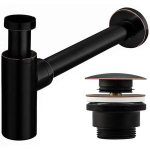 Umývadlový sifón klik-klak univerzálny Rea čierny patinový vyobraziť