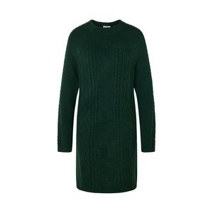 Pletené šaty s vrkočovým vzorom, tmavozelené vyobraziť