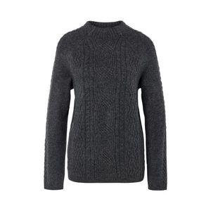 Pulóver z hrubého úpletu s vrkočovým vzorom, sivý vyobraziť