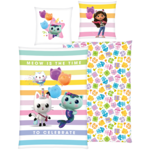 Gabby´s Dollhouse Posteľná bielizeň Gabinin kúzelný domček, 140 x 200 cm (pruhy/farebná) vyobraziť