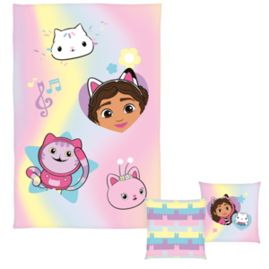 Gabby´s Dollhouse Deka s vankúšikom Gabinin kúzelný domček (bledoružová/žltá) vyobraziť