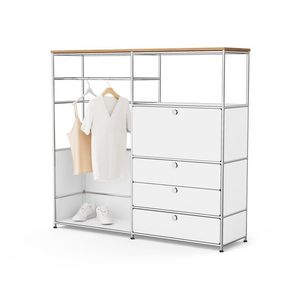 Kovová komoda »CN3« s drevenou doskou, 1 tyčou na oblečenie, 1 priehradkou a 3 zásuvkami, biela vyobraziť