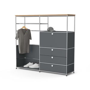 Kovová komoda »CN3« s drevenou doskou, 1 tyčou na oblečenie, 1 priehradkou a 3 zásuvkami, sivá vyobraziť