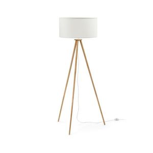 Stojacia lampa na troch nohách, z dreva vyobraziť