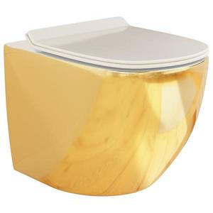 Závesná WC misa Alice II Slim gold/white so sedadlom vyobraziť
