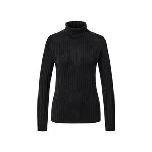 Rebrovaný pulóver s rolákovým golierom, čierny vyobraziť