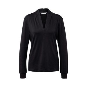 Blúzkové tričko s výstrihom do V, čierne vyobraziť