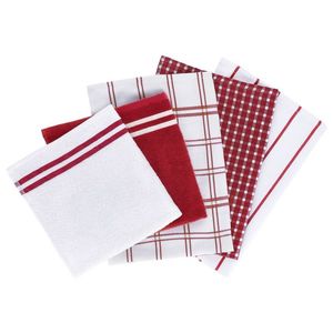 W5 Súprava kuchynských utierok, 5-dielna (červená) vyobraziť