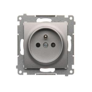 DGZ1Z/43 Zásuvka jednoduchá s uzmenením strieborná mat vyobraziť