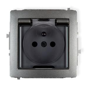 Zásuvka s krytom odolná voči striekajúcej vode grafit D DGPB-1Z vyobraziť
