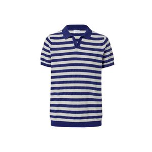 Ľanová polokošeľa, prúžky v kombinácii krémovej a námorníckej modrej vyobraziť