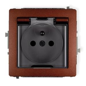 Zásuvka s krytom odolná voči striekajúcej vode hnedá D DGPB-1Z vyobraziť
