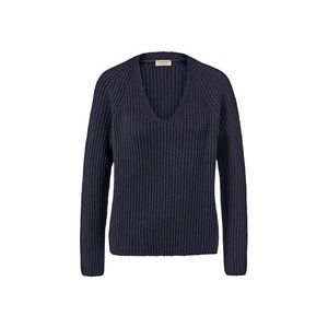 Pulóver z hrubej pleteniny s vlnou, tmavomodrý vyobraziť