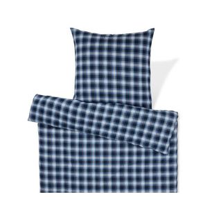 Posteľná bielizeň z česanej bavlny, modré káro, štandardná veľkosť vyobraziť