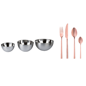 ERNESTO® Súprava misiek z nehrdzavejúcej ocele, 3-dielna + Príbor z ušľachtilej ocele, 16-dielna súprava vyobraziť