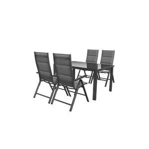 LIVARNO home Hliníkový záhradný stôl Houston/Toronto, sivý + Hliníkové kreslo Toronto s vysokým operadlom, antracitové, 4 kusy vyobraziť