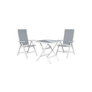 LIVARNO home Hliníkový skladací stôl Houston, biely + Hliníkové kreslo Houston s vysokým operadlom, 2 kusy vyobraziť