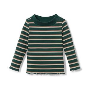 Rebrované tričko, zelené s prúžkami vyobraziť