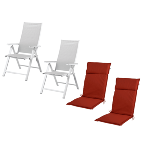 LIVARNO home Hliníkové kreslo Houston, biela/bledosivá, 2 kusy + Podložka na kreslo Houston, 2 kusy vyobraziť