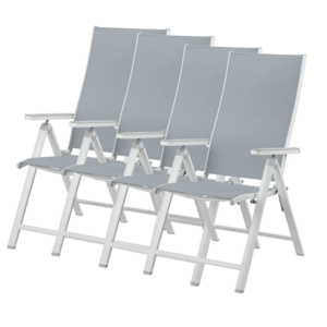 LIVARNO home Hliníkové kreslo Houston s vysokým operadlom, biele/bledosivé, 4 kusy vyobraziť