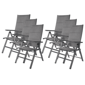 LIVARNO home Hliníkové kreslo Toronto s vysokým operadlom, antracitové, 6 kusov vyobraziť