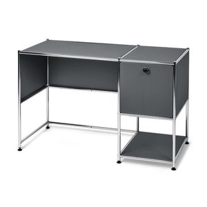 Kovový písací stôl »CN3« s výklopnými dvierkami, sivý vyobraziť