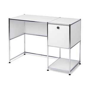 Kovový písací stôl »CN3« s výklopnými dvierkami, biely vyobraziť