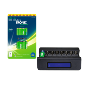 TRONIC® Nabíjacie batérie AAA Ni-MH Ready 2 Use, 8 kusov + Nabíjačka na batérie vyobraziť