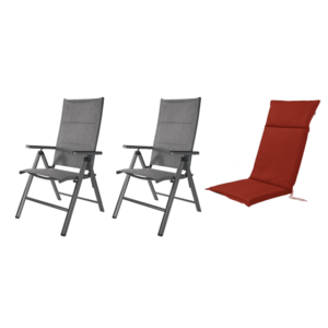 LIVARNO home Hliníkové kreslo Toronto s vysokým operadlom, antracitové, 2 kusy + Podsedák, červenohnedý vyobraziť