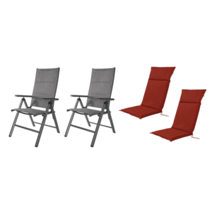 LIVARNO home Hliníkové kreslo Toronto s vysokým operadlom, antracitové, 2 kusy + Podsedák, červenohnedý, 2 kusy vyobraziť