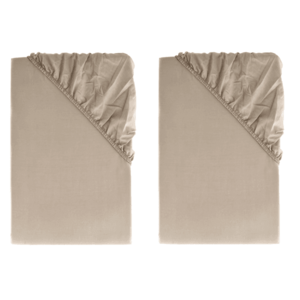 LIVARNO home Perkálová napínacia plachta, 90 – 100 x 200 cm, béžová, 2 kusy vyobraziť