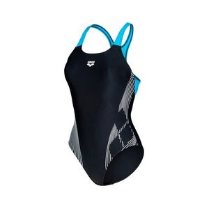Dámske jednodielne plavky arena Feel Swim Pro Back s vystuženými košíčkami, ČIERNO-TYRKYSOVÉ vyobraziť