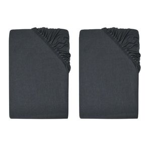 LIVARNO® Napínacia džersejová plachta, 90 – 100 x 200 x 25 cm, tmavosivá, 2 kusy vyobraziť