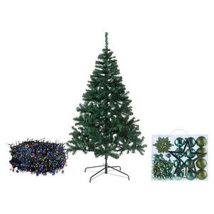 LIVARNO home Umelý vianočný stromček, 180 cm + Farebné svetelná LED reťaz + Ozdoby, zelené vyobraziť
