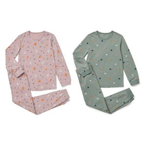 Detská pyžamová súprava, 2 ks, hnedofialová/zelená vyobraziť